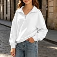 thumbnail image 2 of Cethrio Girls Collared Sweatshirts, Half-zip Crew Neck Long Sleeve Casual Fall Tops White Size 11-12 T, 2 of 8