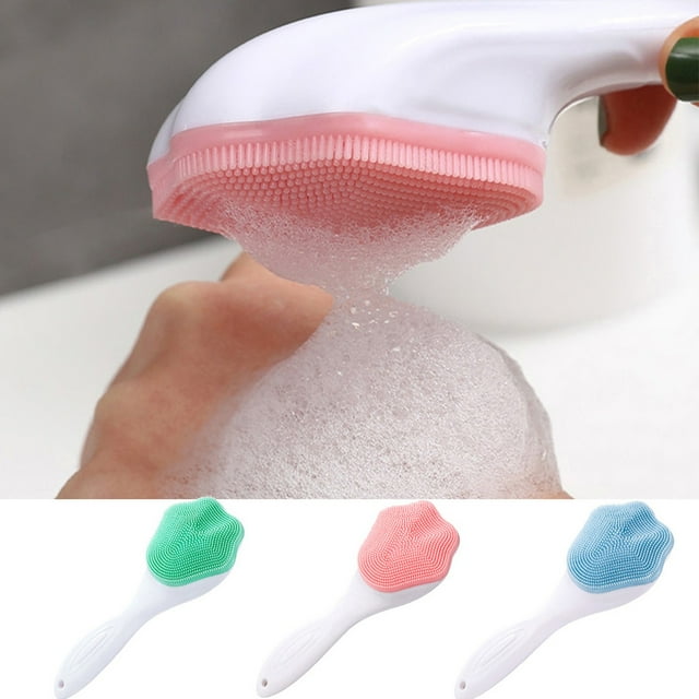 LINASHI Silicone Face Scrubber Brush, Soft Bristles Cat Paw Design Handheld Cleansing Brush