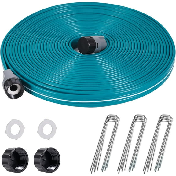 Sprinkler Soaker Hose 50 ft for Garden Lawn Watering Hose with Hose Stakes