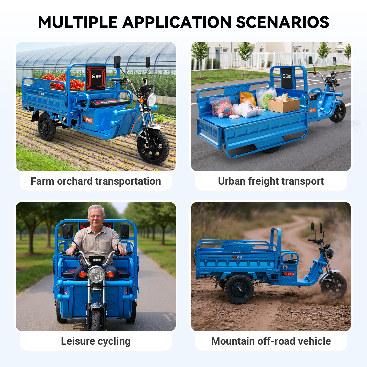 Electric Cargo Tricycle Truck Simple Tricycle,60-70Km 1000W,Load Capacity 1100Lbs