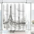 thumbnail image 3 of Eiffel Tower Shower Curtain Paris Shower Curtains for Bathroom Retro Hand-Painted Sketch Style France Scenery Decor Set with 12 Hooks 72x72 inches (C), 3 of 5
