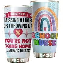 Stainless Steel 20oz Tumbler, Funny School Nurse Appreciation Gifts - Bulk For Birthday, Christmas, Nurses Day Gifts For Women, Men - Coffee Cup