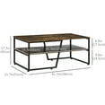 thumbnail image 3 of HOMCOM Industrial Coffee Table with Shelf, Rustic Brown, 3 of 10