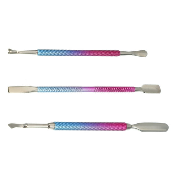 3 Pcs Cuticle Pusher Set Stainless Steel Double Head Cuticle Remover Tool Cuticle Pusher Rose Red Blue