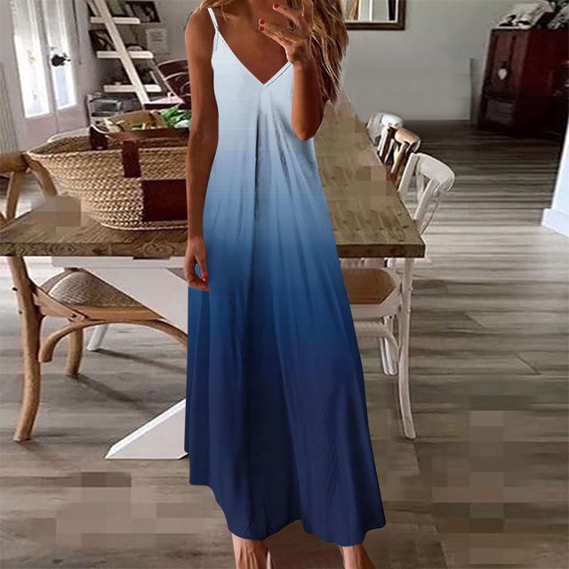 Liquidation d'Été 2025! Robe pour Femmes Grande Taille, Liquidation de Robes d'Été pour Femmes, Robe d'Été Décontractée pour Femmes à Plis Imprimée Camis Sans Manches à Col en V