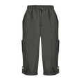 thumbnail image 5 of Mlzmgr Capri Pants for Women Cargo Drawstring Elastic Waist Pants with Pockets Jogging Hiking Capris, 5 of 5