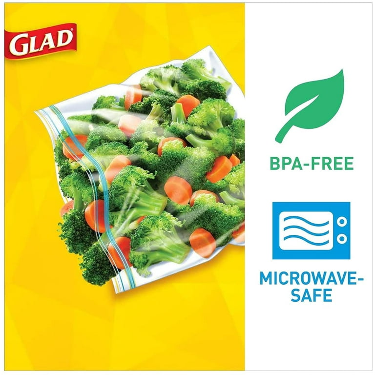 Glad® Zipper Freezer Storage Plastic Bags, Quart, 12 Count, Plastic Bags