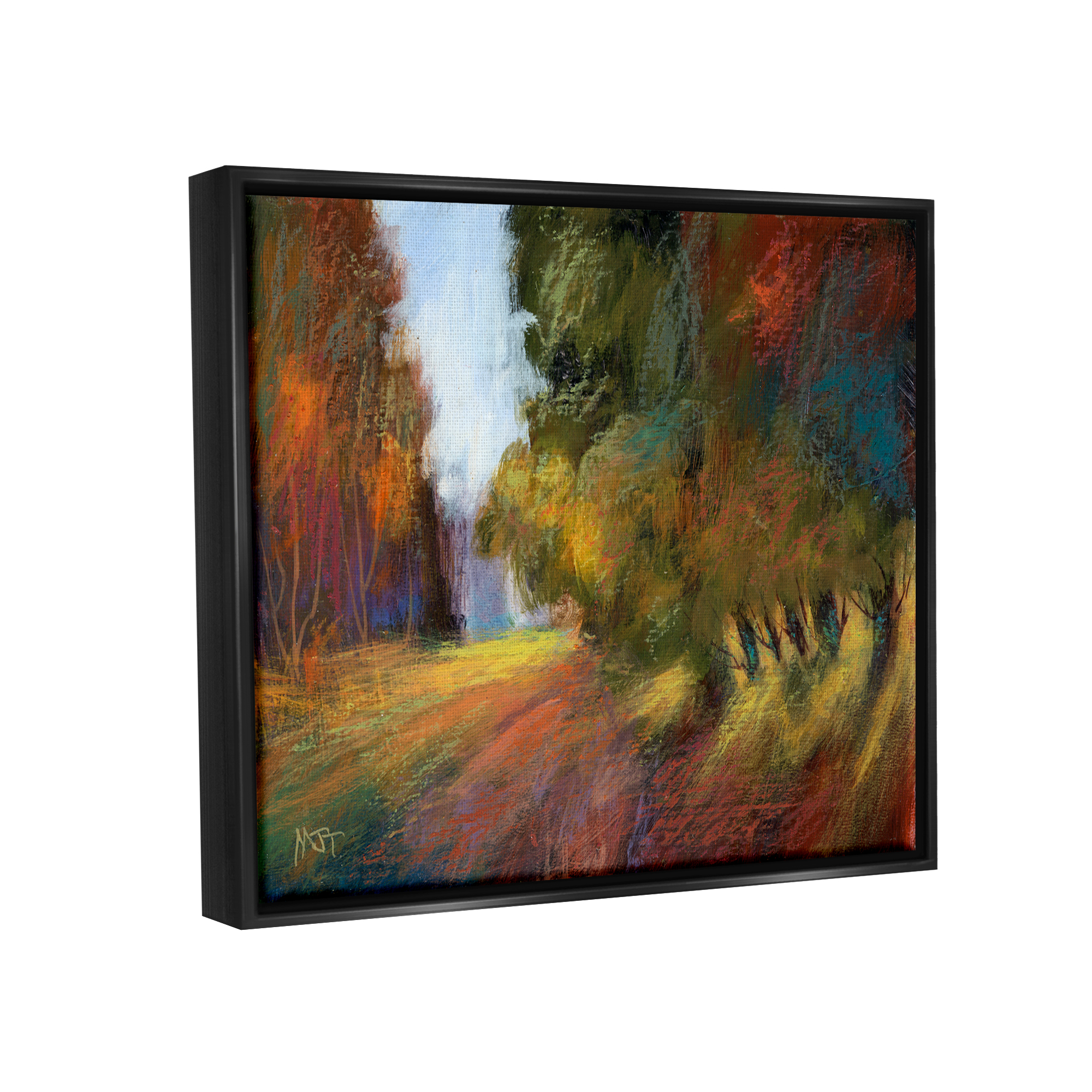 Stupell Vivid Tree Grove Clearing Landscape Painting Black Floater Framed Art Print Wall Art