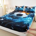 thumbnail image 3 of Manfei Soccer Football Full Size Sheets, Ice and Fire Bed Sheets, Teen Boys Sport Sheet Sets, Luxury Bedroom Decor 4pcs, 3 of 7