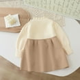 thumbnail image 4 of Miluxas Girl's Mock Neck Long Sleeve Flower Front Overall Dress Khaki 1-2 Years, 4 of 6