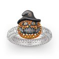 thumbnail image 2 of Delicate Fashionable Halloween Ring Silver-plated Metal Pumpkin Face Shape Rhinestone Decor Ring Party Jewelry Finger Accessories Jewelry Birthday Gift, 2 of 5