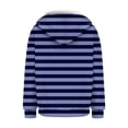 thumbnail image 5 of Xudanell Womens Tops Thickened Jacket Hooded Coat Color Stripes Sweatshirt Zip up Hoodie Navy M, 5 of 5