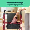 thumbnail image 6 of Superlight Folding Aluminum Mobility Rollator Walker, Red, 250 lb. Weight Capacity, 6" Wheels, Adjustable Arms and Seat, Foldable Rolling Walker for Seniors, 6 of 7