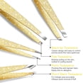 thumbnail image 2 of FungChoi 4-Pcs Glitter Stainless Steel Precision Tweezer Set for Eyebrows, Ingrown Hair & Lash Extensions (Gold), 2 of 7