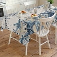 thumbnail image 4 of Blue Coastal Starfish Rectangle Tablecloth, Beach Nautical Shell Eucalyptus Rustic Waterproof & StainResistant Tablecloth, Washable Oil-proof Table Cover for Dining/Party/Wedding/Buffet 54x108 In, 4 of 9