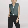 thumbnail image 2 of Jxximdong Casual Vests for Women, Lady Sleeveless Knit Cardigan Casual Cropped Button Down Open Front Sweater Vest with Pockets, Women's Coats Gray, 2 of 5