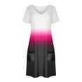 thumbnail image 3 of Liquidation d'Été 2025! Robe Grande Taille pour Femmes, Liquidation de Robe d'Été pour Femmes, Mode Féminine Robe Décontractée à Manches Courtes Dégradées Col en V, 3 of 4