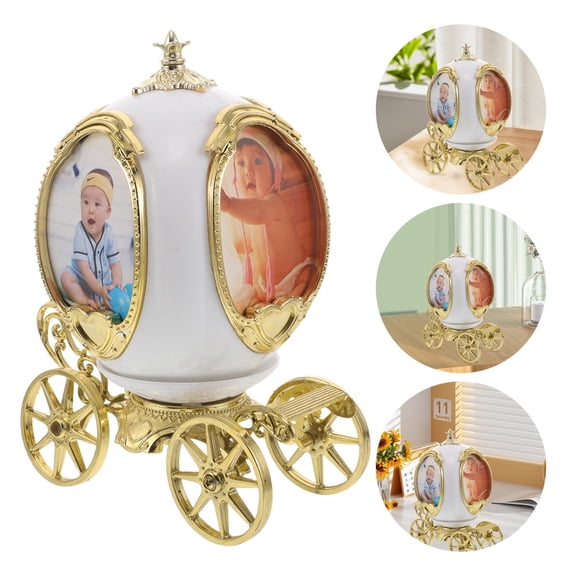 LOLIPPYY Vintage Rotating Music Box Photo Frame with Relaxing Classical Melodies for Bedroom, Office, or Home Decor
