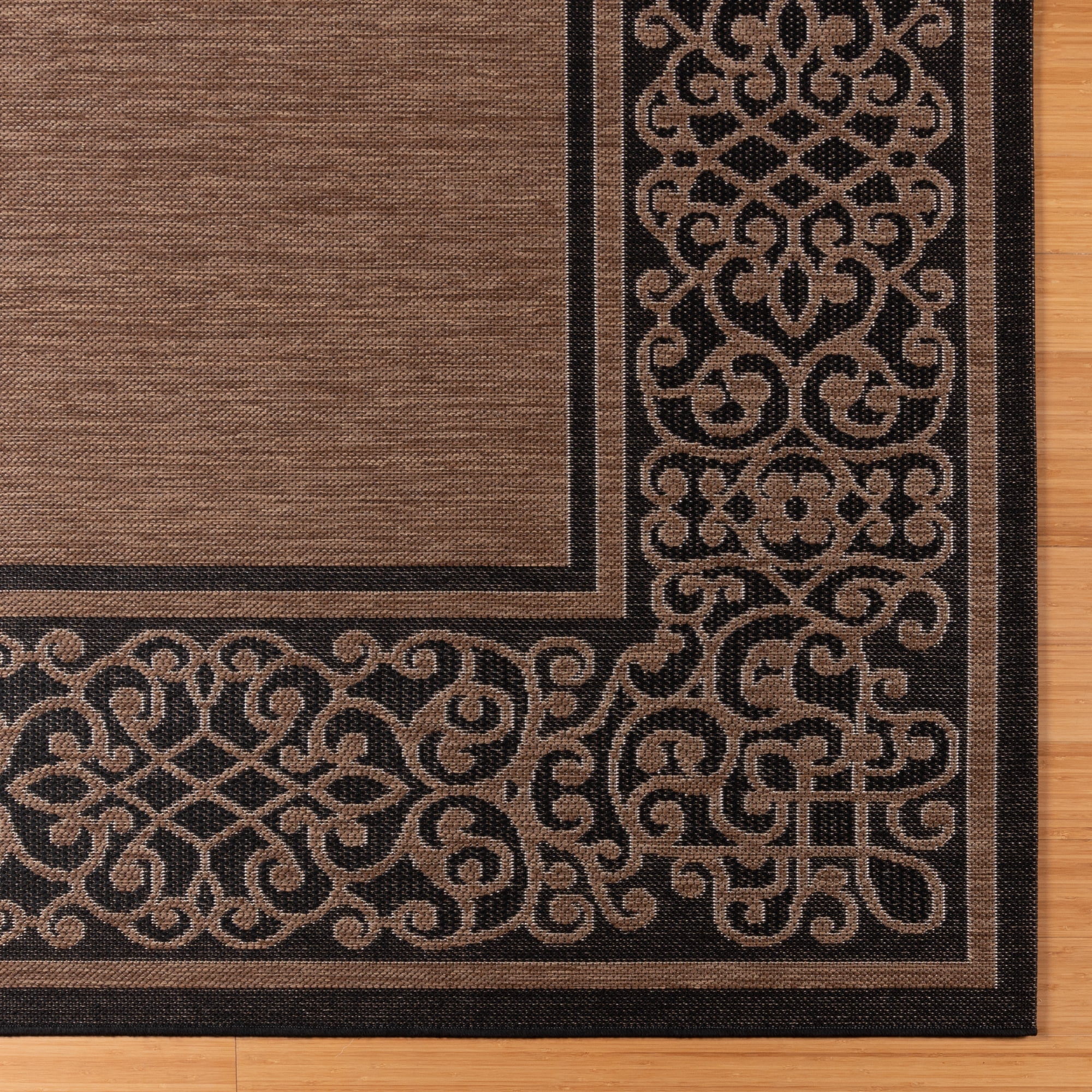 Gertmenian Paseo Tedo Transitional Damask Havana/Black Outdoor Area Rug, 6x9