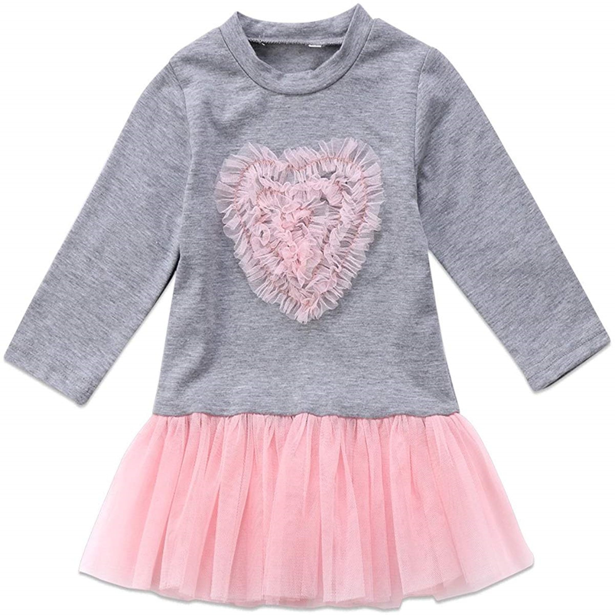 Kids Baby Girl Long Sleeve Lace Tutu Tulle Dress Sweatshirt Skirt