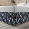 thumbnail image 1 of Persian Bed Skirt, Middle Eastern Inspirations with Curved Leaves and Flowers Blooming Nature, Elastic Bedskirt Dust Ruffle Wrap Around for Bedding Decor, 4 Sizes, Navy Blue Cream, by Ambesonne, 1 of 2