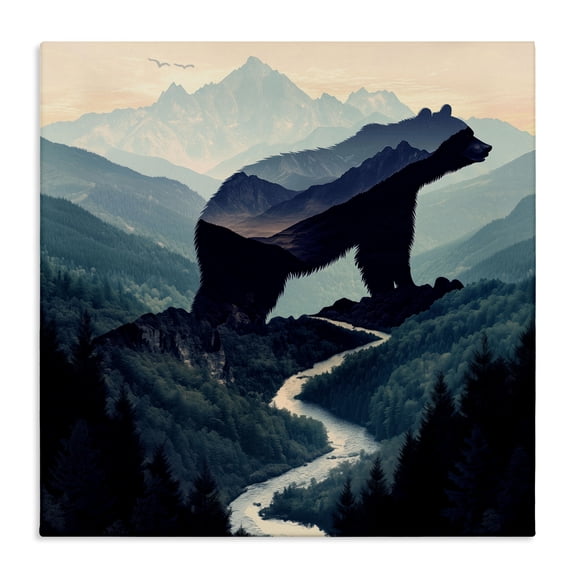 Stupell Industries Bear Rock Silhouette Canvas Wall Art design by Jim Baldwin, 17 x 17