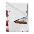 thumbnail image 2 of Nautical Soft Flannel Fleece Blanket, Nautical Theme Elements Seagull Boat Lighthouse Shell Starfish Island Watercolor, Cozy Plush for Indoor and Outdoor Use, 70" x 90", Multicolor, by Ambesonne, 2 of 5