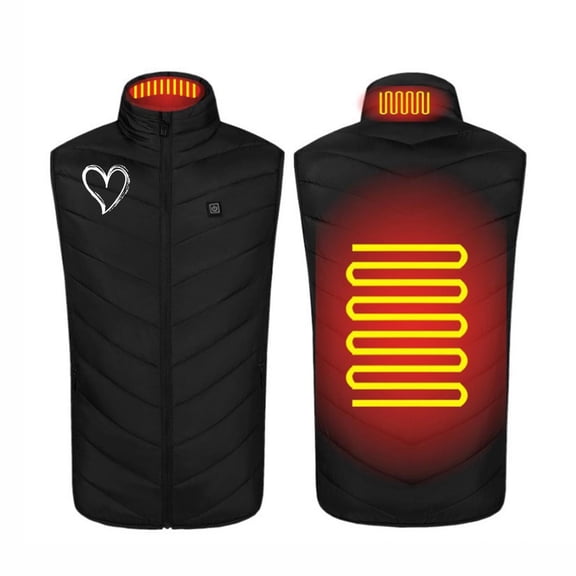 Hueook Heated Vest for Women Plus Size Heated Coat for Men and Women 2 Heating Heated Jacket Winter Heating Coat Black L