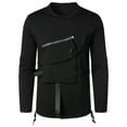 thumbnail image 2 of Lilgiuy Men Casual Solid Dark Style Long Sleeve T-shirt Round Neck Blouse Streetwear, 2 of 5