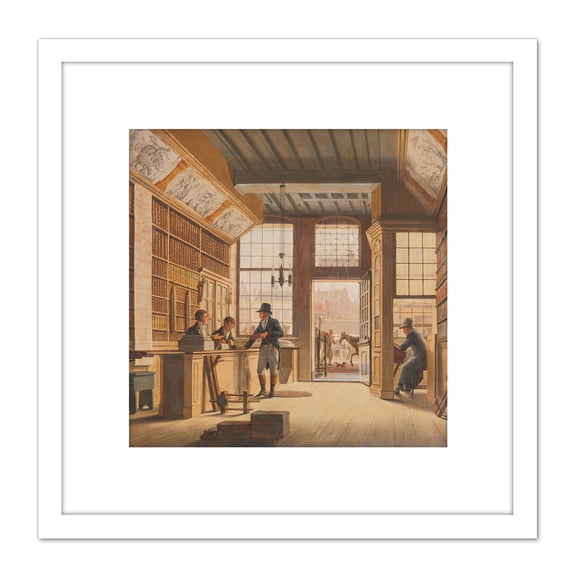 Jelgerhuis Shop Book Dealer Peter Meijer 8X8 Inch Square Wooden Framed Wall Art Print Picture with Mount