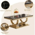 thumbnail image 4 of 46.85" Marble Coffee Table, Rectangular Faux Marble Top with Gold Mirrored Stainless Steel Double O-Base, for Living Room, Hallway, Lounge Area, 4 of 5