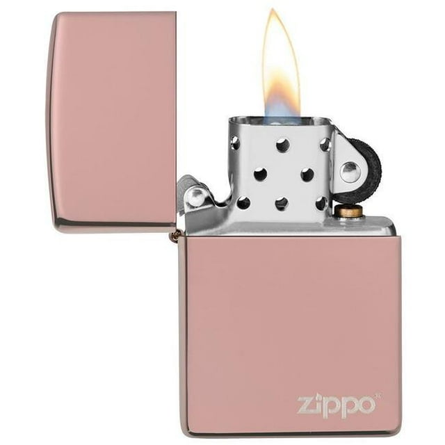 High Polish Rose Gold Logo Zippo Pocket Lighter