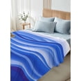 thumbnail image 4 of Blue Striped Twim Size Flat Sheet, Wrinkleproof & Fadeproof Cooling Flat Bed Sheet Only, Modern Abstract Art Wave Moire Gradient Breathable Soft Bedding Top Sheets 66 x 96 Inches, 4 of 8