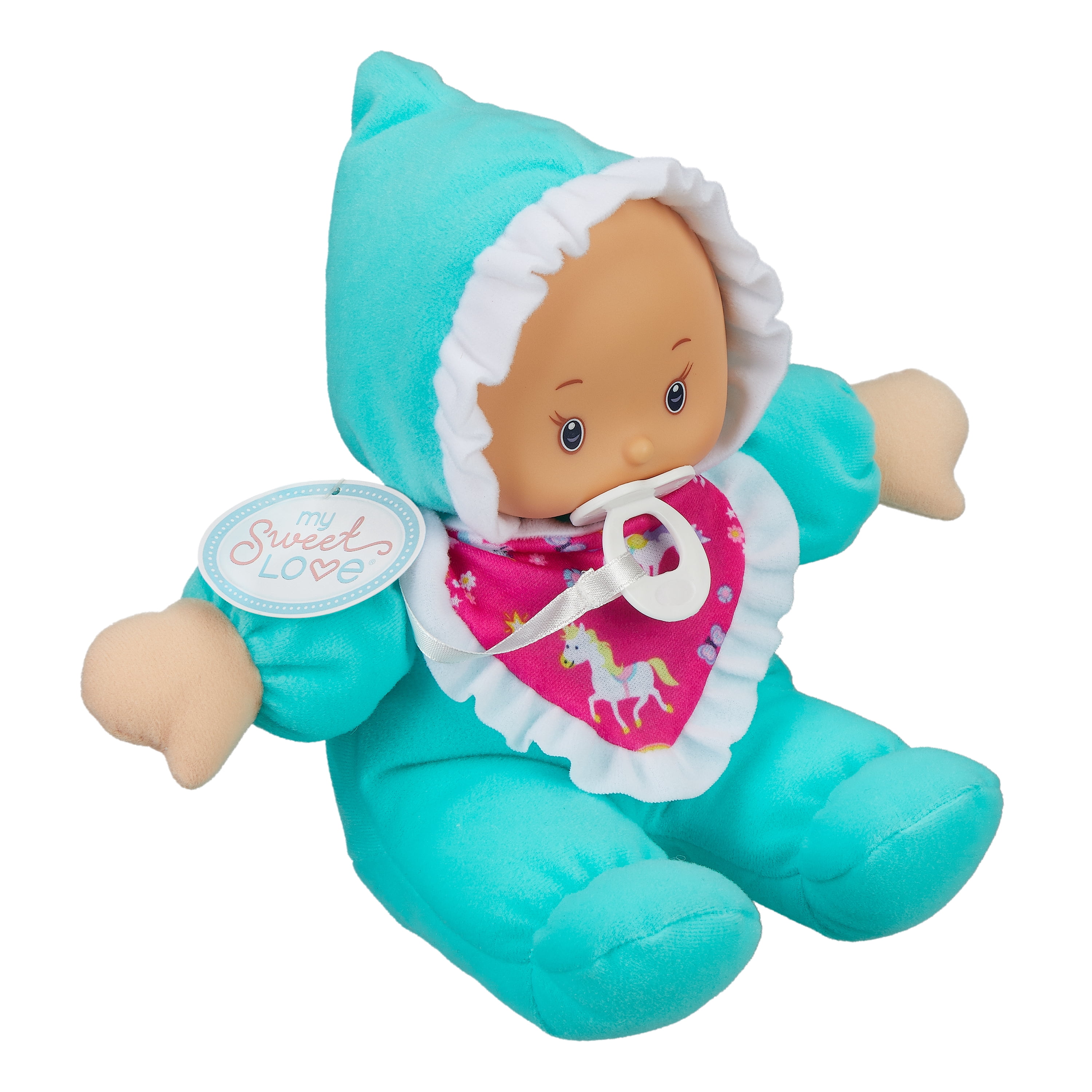 My Sweet Love 10-inch Soft Baby Doll with Removable Bib and Pacifier, Teal Outfit