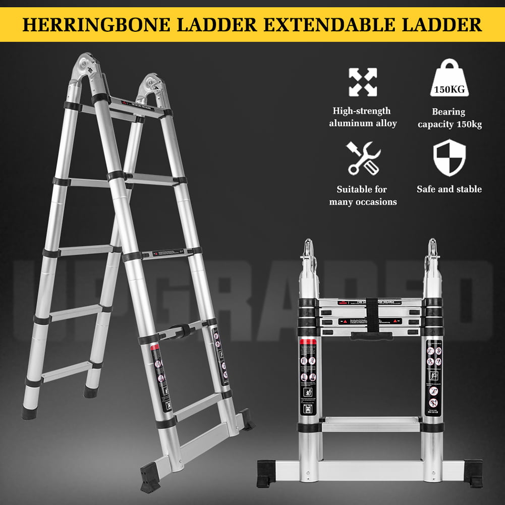 Telescopic Ladder Double Single Side Extension Step Aluminum Stretchable 3.2-5M 