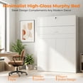 thumbnail image 3 of Mjkone Wall Murphy Bed Queen with LED Light,Convertible Wall Bed with Shelves,Space-Saving Hidden Bedframe for Guest Room, Bedroom,Glossy White, 3 of 9