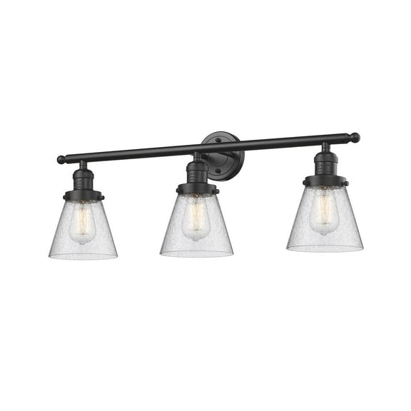 Innovations 3-LT LED Small Cone 30" Bathroom Fixture - Oil Rubbed Bronze - 205-OB-G64-LED