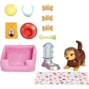 Barbie Pet Puppy & Accessories Set, 11 Pieces Include Pet Bed, Puppy Can Nod Head & Wag Tail