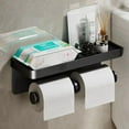 thumbnail image 6 of Simperf Toilet Paper Holder, Double Toilet Paper Holder with Shelf, Stainless Steel Toilet Paper Roll Holder, Wall Mounted Toilet Paper Dispenser with Phone Shelf for Bathroom, 6 of 9