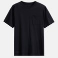 thumbnail image 2 of Hoen Summer Shirts for Men Short Sleeve Round Neck T-Shirts with Pocket Lightweight Breathable Tops Solid Casual Loose Basic Shirts, 2 of 3