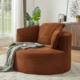 thumbnail image 7 of FFH Round Accent Chair, 48.8" Oversized Living Room Chair, Corduroy Chaise Lounge Chair Indoor, Barrel Chairs for Adults, Orange, 7 of 7
