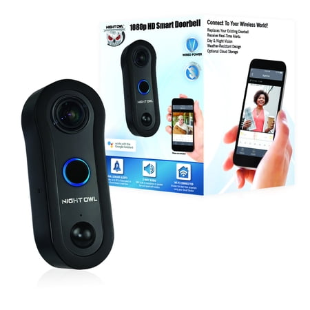 Night Owl 1080p Smart Doorbell, Black, Model WM-WD2CL