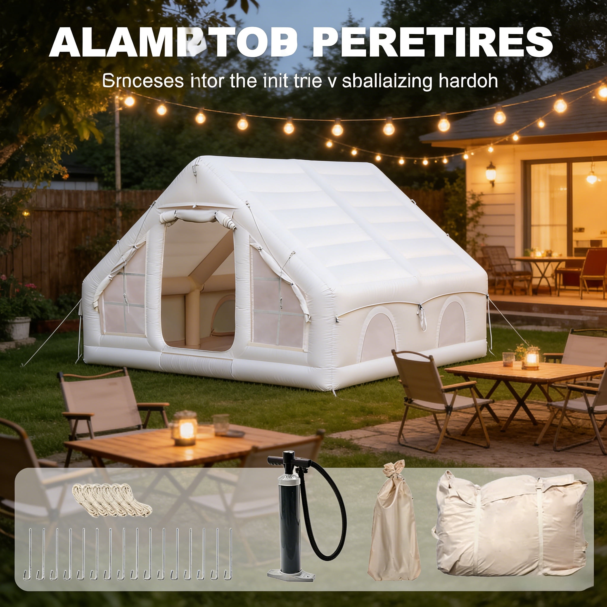 Vakiorn 12 Sq m Inflatable Air Tent 4-8 People Waterproof Oxford Fabric Instant Setup for Camping Outdoor Adventures