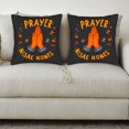 thumbnail image 3 of Set of 2 18x18in Throw Pillow Covers - Elegant Praying Hands Design with Purple and Orange Floral Accents for Couch Bed Car, 3 of 8