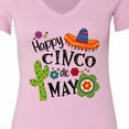 thumbnail image 4 of Inktastic Happy Cinco De Mayo Sombrero, Cactus, Flowers Women's V-Neck T-Shirt, 4 of 5