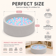 thumbnail image 2 of BEEPRINCESS Ball Pit with 100 Balls for Infants & Toddlers Ages 1-3 - Soft Memory Foam, Round Shape, 35" x 12", Gray, 2 of 9