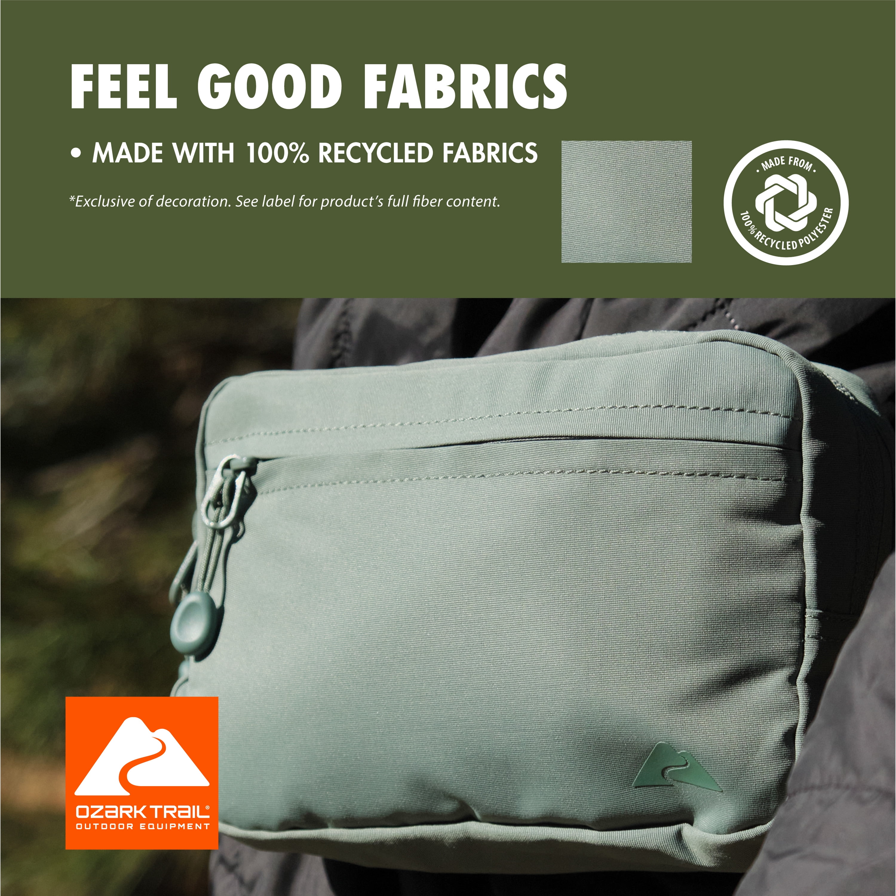 Ozark Trail Denver Waistpack, Sage Fanny pack, Polyester, Zipper, Adult, on Waist