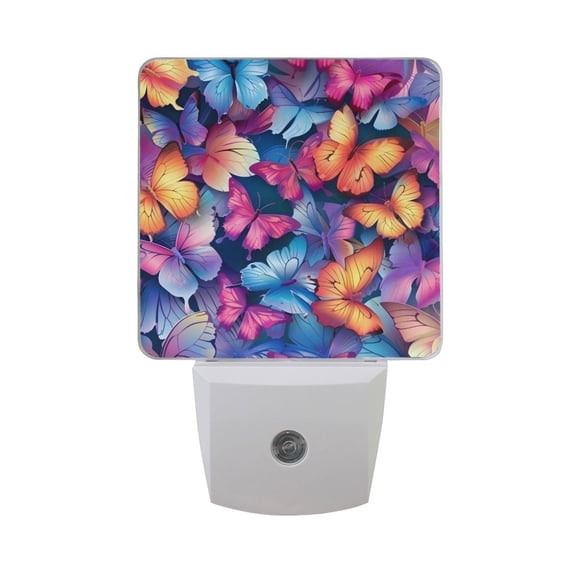Vibrant Butterflies Night Light 2 Pack LED Nightlight Plug into Wall Dusk to Dawn Sensor Soft White