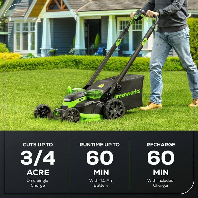 Greenworks 80V 25 Inch Brushless Self-Propelled Lawn Mower, 3 in 1