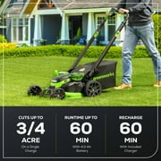Greenworks 80V 25 Brushless Cordless Self-Propelled Lawn Mower,3 in 1 Dual Blade LawnMover, W/4.0Ah Battery and Rapid Charger Included
